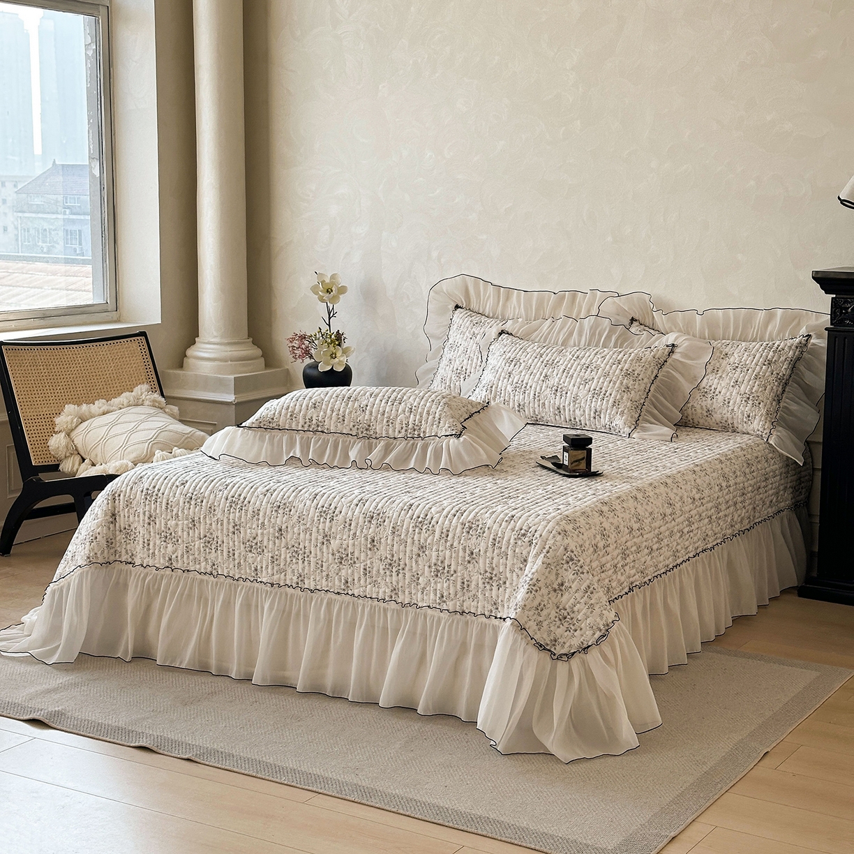 宜凡家纺 2026新款全棉法式碎花床盖三件套（所有三件套价格不得低于供货价+45元出售） 花屿间