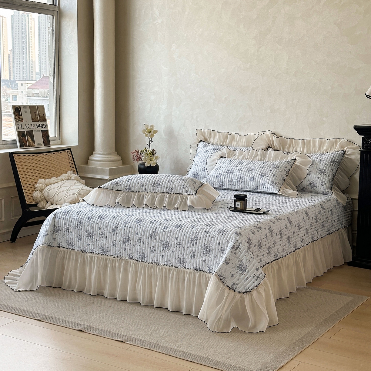 91家纺网 家纺一手货源 找家纺 宜凡家纺 2026新款全棉法式碎花床盖三件套（所有三件套价格不得低于供货价+45元出售） 拾光