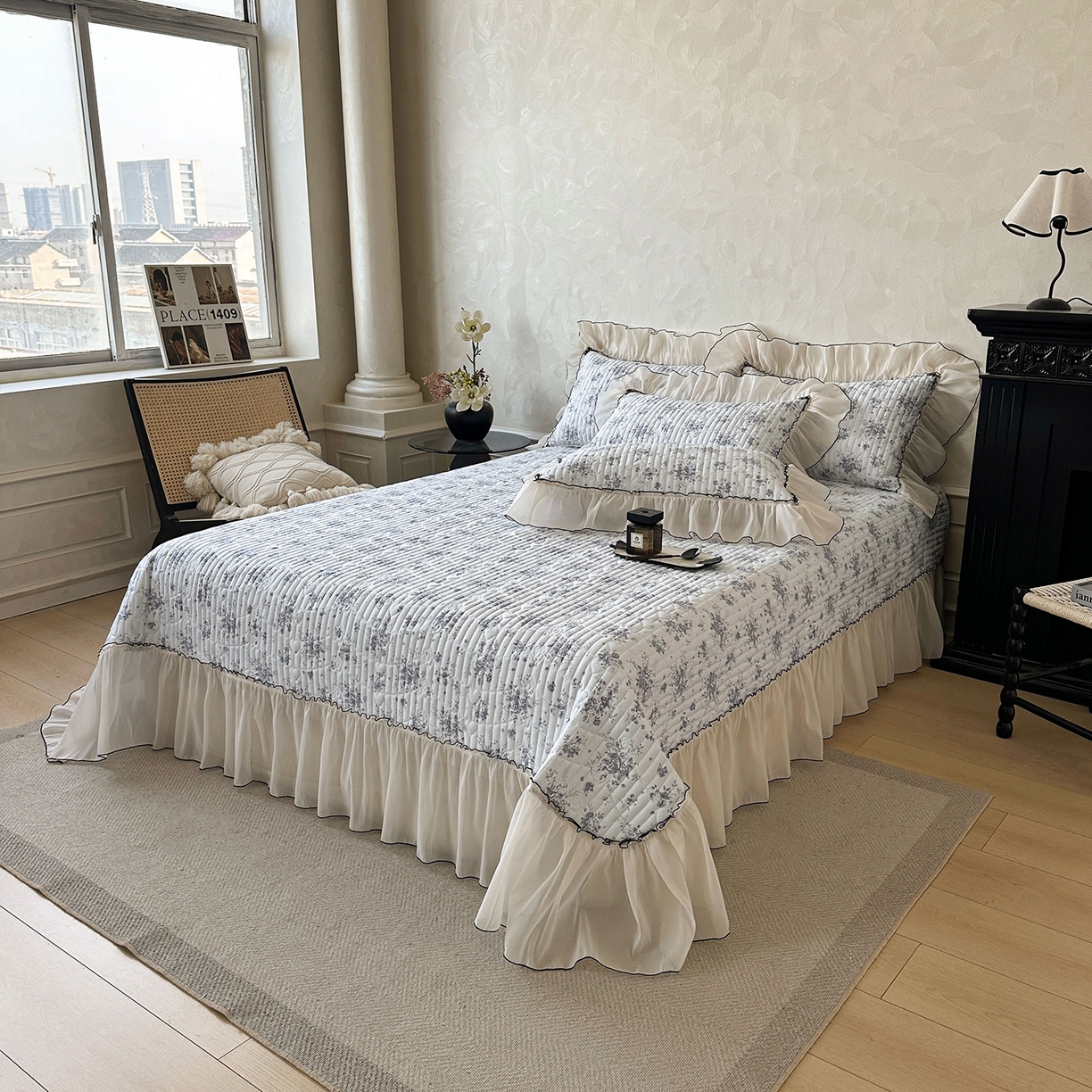 91家纺网 家纺一手货源 找家纺 宜凡家纺 2026新款全棉法式碎花床盖三件套（所有三件套价格不得低于供货价+45元出售） 拾光