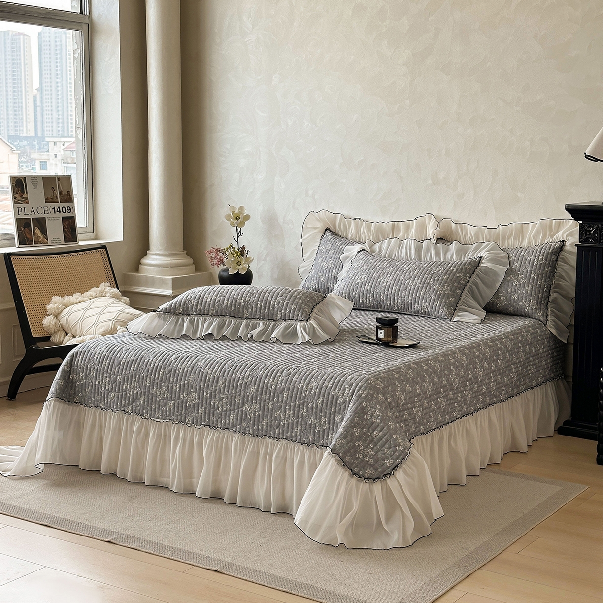 91家纺网 家纺一手货源 找家纺 宜凡家纺 2026新款全棉法式碎花床盖三件套（所有三件套价格不得低于供货价+45元出售） 香缇丽