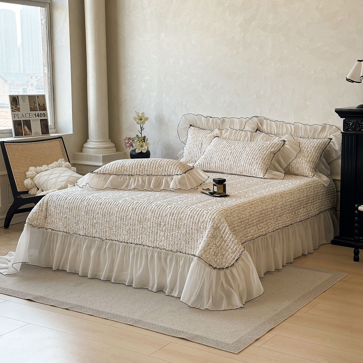 91家纺网 家纺一手货源 找家纺 宜凡家纺 2026新款全棉法式碎花床盖三件套（所有三件套价格不得低于供货价+45元出售） 云端花海