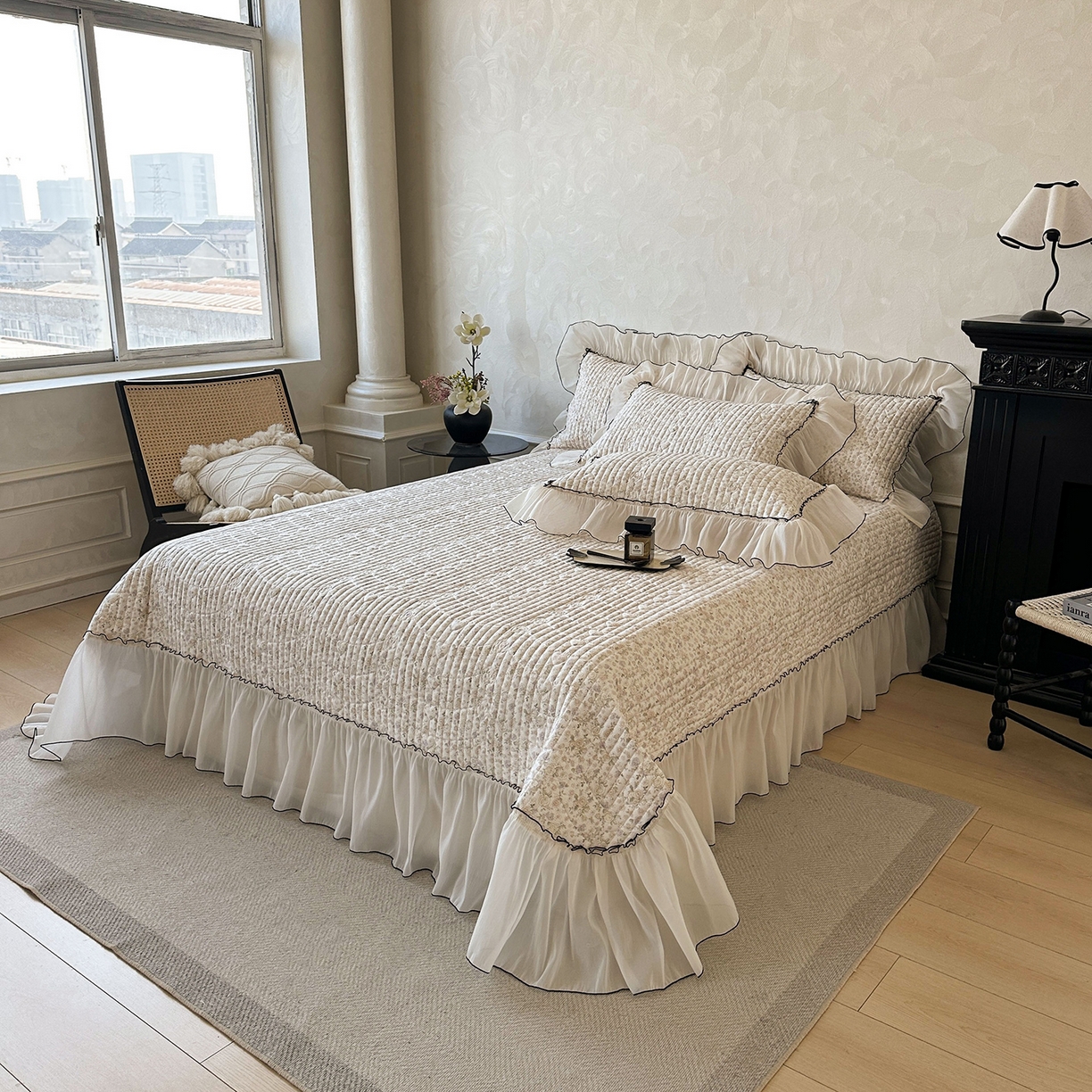 91家纺网 家纺一手货源 找家纺 宜凡家纺 2026新款全棉法式碎花床盖三件套（所有三件套价格不得低于供货价+45元出售） 云端花海