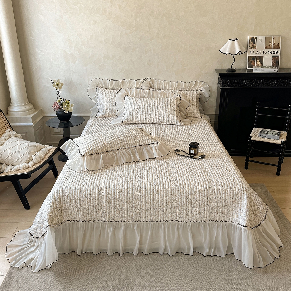 91家纺网 家纺一手货源 找家纺 宜凡家纺 2026新款全棉法式碎花床盖三件套（所有三件套价格不得低于供货价+45元出售） 云端花海