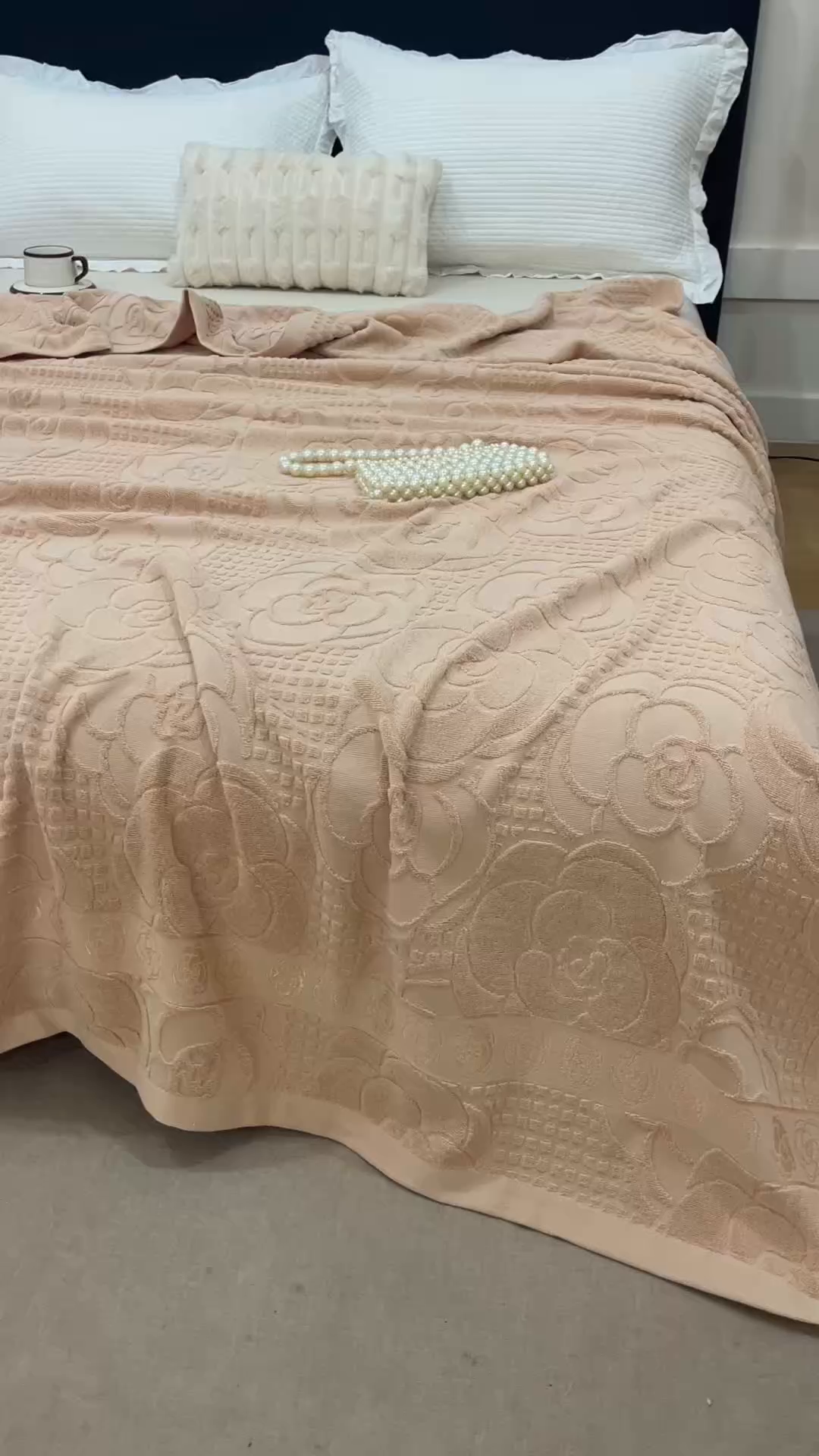 91家纺网 家纺一手货源 找家纺 悦然毛巾被 2026春夏新款全棉老式毛巾被夏凉被夏被 山茶旧梦咖啡