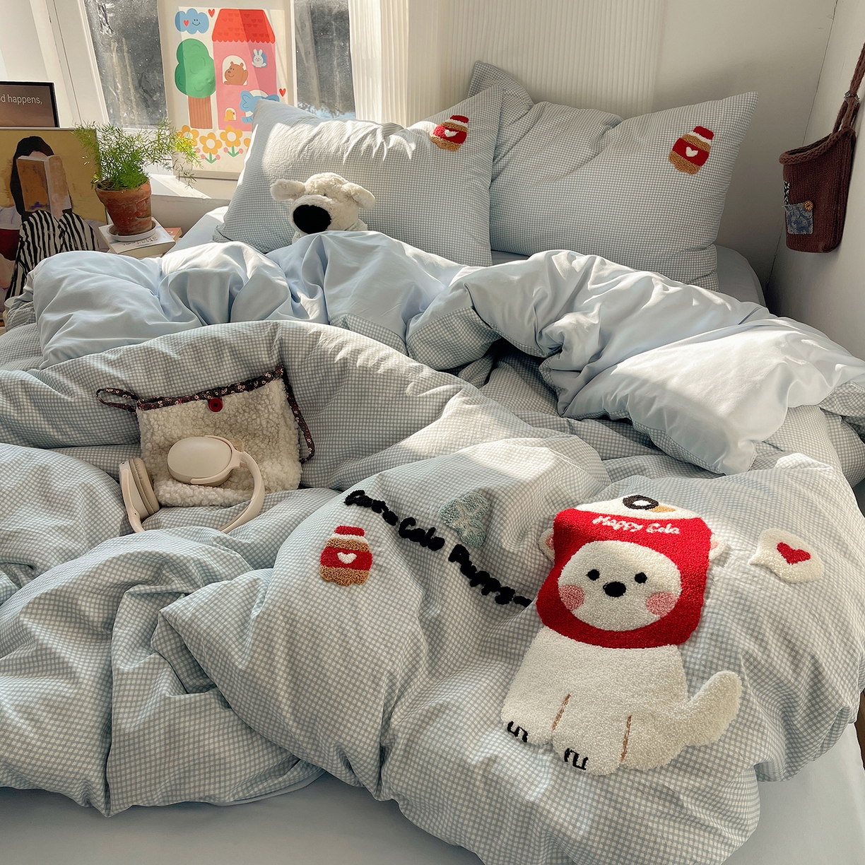 91家纺网 家纺一手货源 找家纺 （总）初夏家纺 2026 毛巾绣四件套A类仿棉105g 卡通可爱【提供买家秀】