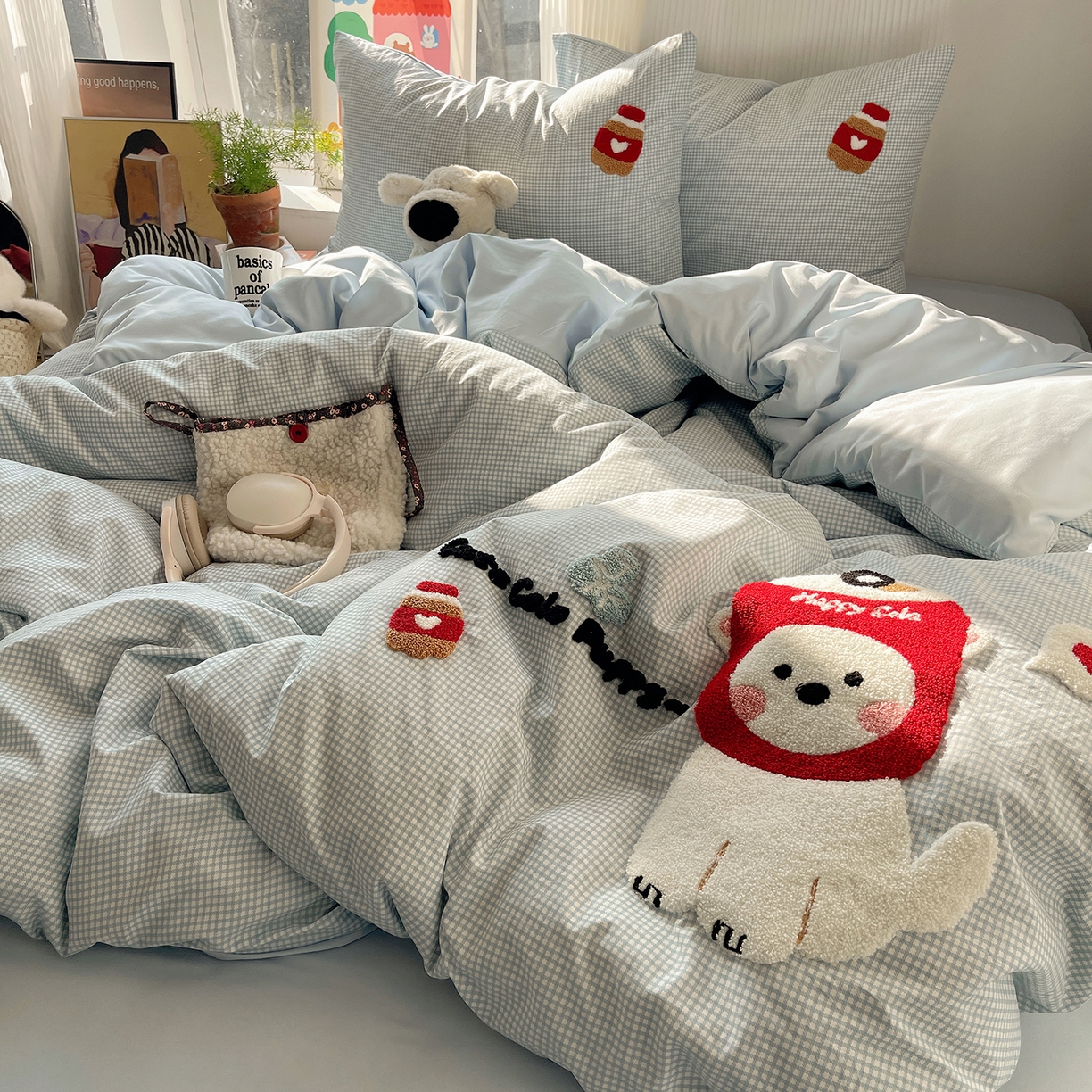 91家纺网 家纺一手货源 找家纺 （总）初夏家纺 2026 毛巾绣四件套A类仿棉105g 卡通可爱【提供买家秀】