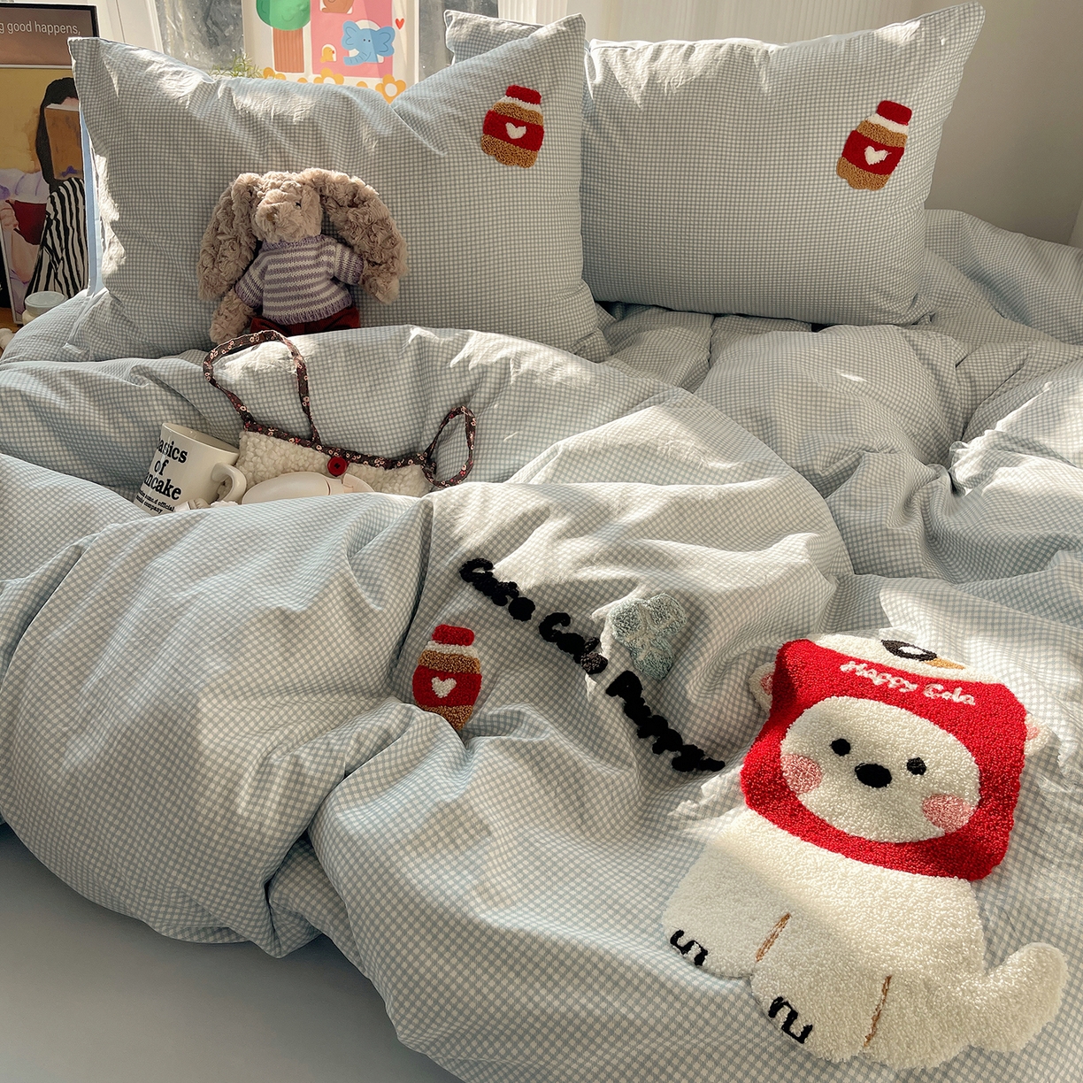 91家纺网 家纺一手货源 找家纺 （总）初夏家纺 2026 毛巾绣四件套A类仿棉105g 卡通可爱【提供买家秀】