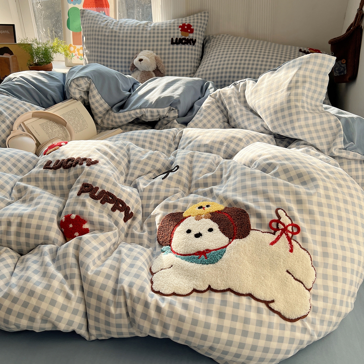 91家纺网 家纺一手货源 找家纺 （总）初夏家纺 2026 毛巾绣四件套A类仿棉105g 卡通可爱【提供买家秀】