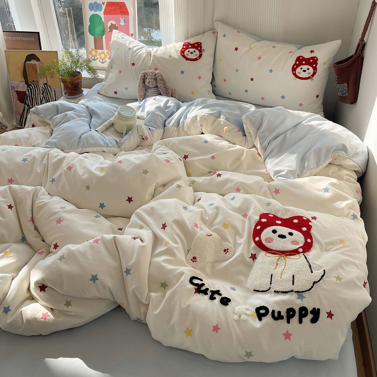 91家纺网 家纺一手货源 找家纺 初夏家纺 2026 毛巾绣四件套A类仿棉105g 卡通可爱【提供买家秀】 毛巾绣-呆萌小红帽