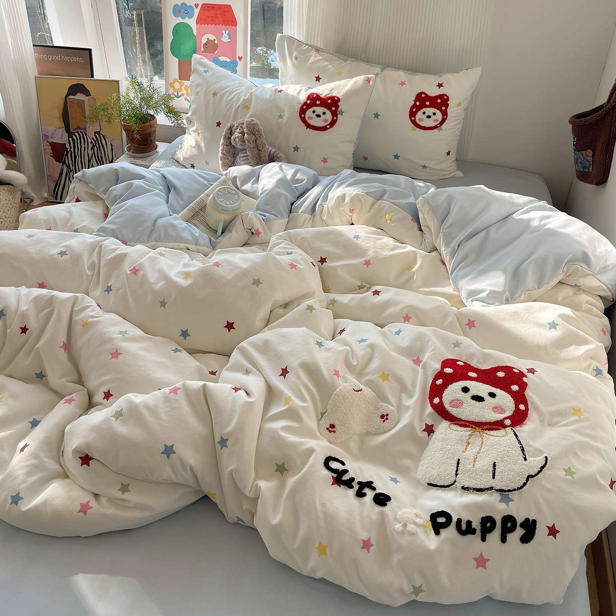 91家纺网 家纺一手货源 找家纺 初夏家纺 2026 毛巾绣四件套A类仿棉105g 卡通可爱【提供买家秀】 毛巾绣-呆萌小红帽