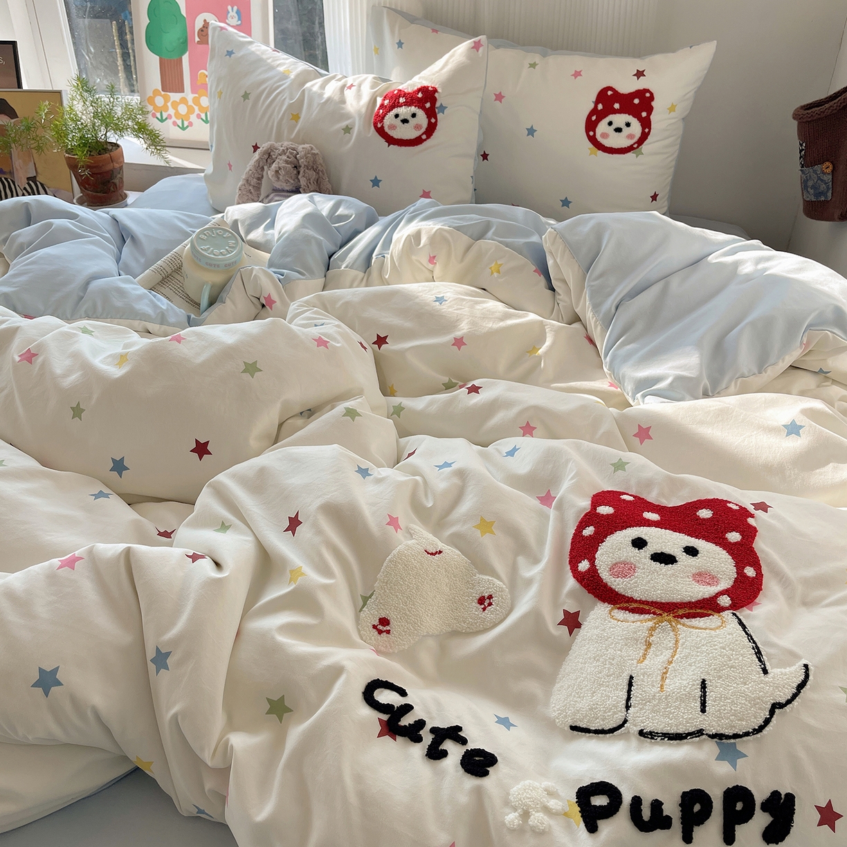 91家纺网 家纺一手货源 找家纺 初夏家纺 2026 毛巾绣四件套A类仿棉105g 卡通可爱【提供买家秀】 毛巾绣-呆萌小红帽