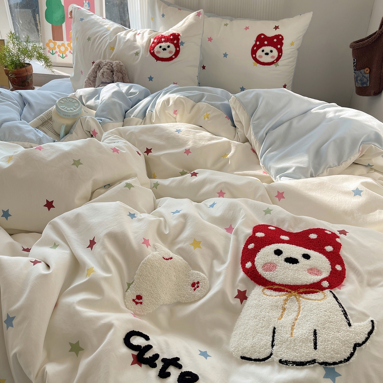 91家纺网 家纺一手货源 找家纺 初夏家纺 2026 毛巾绣四件套A类仿棉105g 卡通可爱【提供买家秀】 毛巾绣-呆萌小红帽