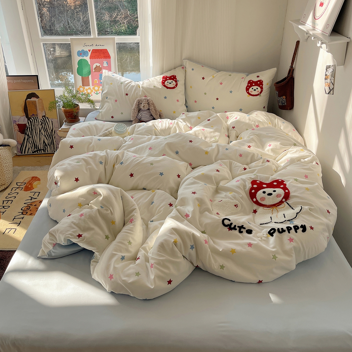 91家纺网 家纺一手货源 找家纺 初夏家纺 2026 毛巾绣四件套A类仿棉105g 卡通可爱【提供买家秀】 毛巾绣-呆萌小红帽