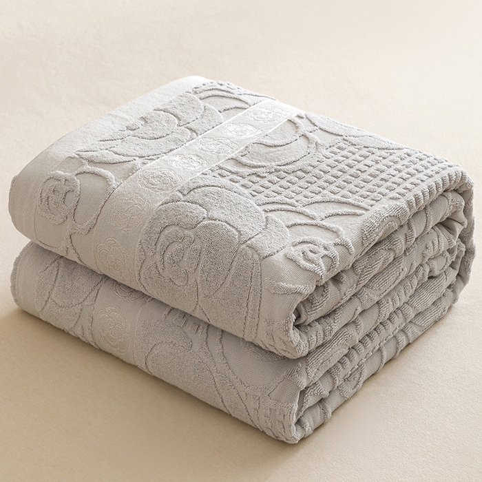 悦然毛巾被 2026春夏新款全棉老式毛巾被夏凉被夏被 山茶旧梦浅灰