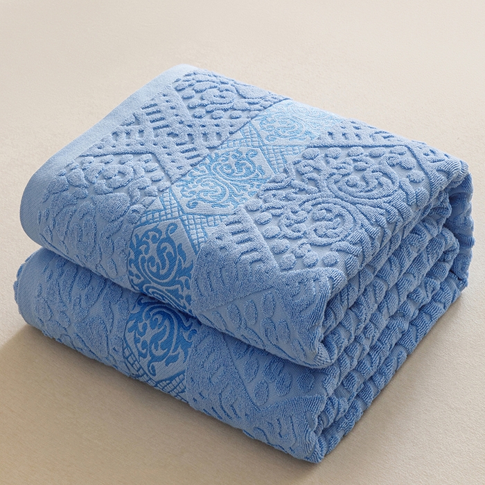 悦然毛巾被 2026春夏新款全棉老式毛巾被夏凉被夏被 菱纹深蓝
