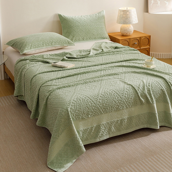 91家纺网 家纺一手货源 找家纺 悦然毛巾被 2026春夏新款全棉老式毛巾被夏凉被夏被 菱纹灰青