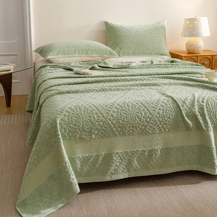 91家纺网 家纺一手货源 找家纺 悦然毛巾被 2026春夏新款全棉老式毛巾被夏凉被夏被 菱纹灰青