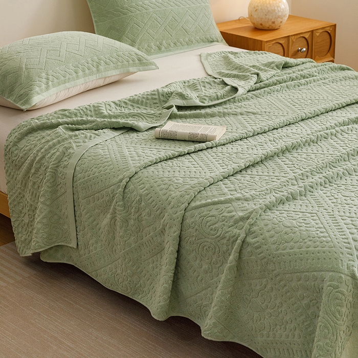 91家纺网 家纺一手货源 找家纺 悦然毛巾被 2026春夏新款全棉老式毛巾被夏凉被夏被 菱纹灰青