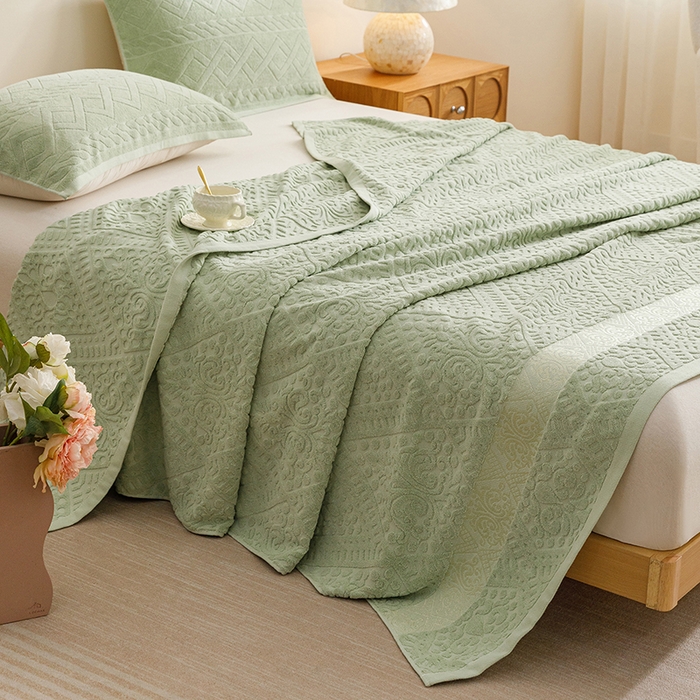 91家纺网 家纺一手货源 找家纺 悦然毛巾被 2026春夏新款全棉老式毛巾被夏凉被夏被 菱纹灰青