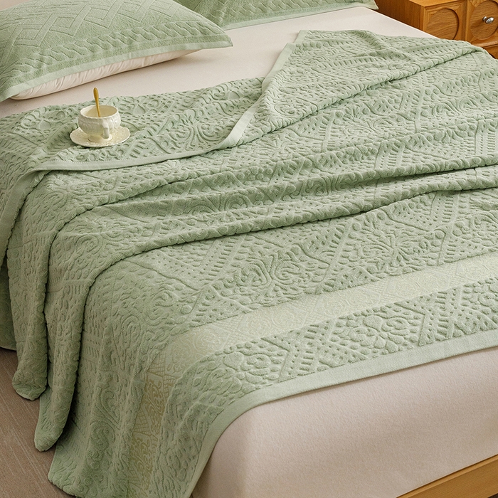 91家纺网 家纺一手货源 找家纺 悦然毛巾被 2026春夏新款全棉老式毛巾被夏凉被夏被 菱纹灰青