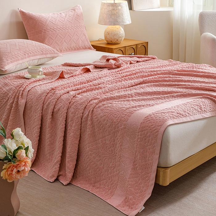 91家纺网 家纺一手货源 找家纺 悦然毛巾被 2026春夏新款全棉老式毛巾被夏凉被夏被 菱纹豆纱