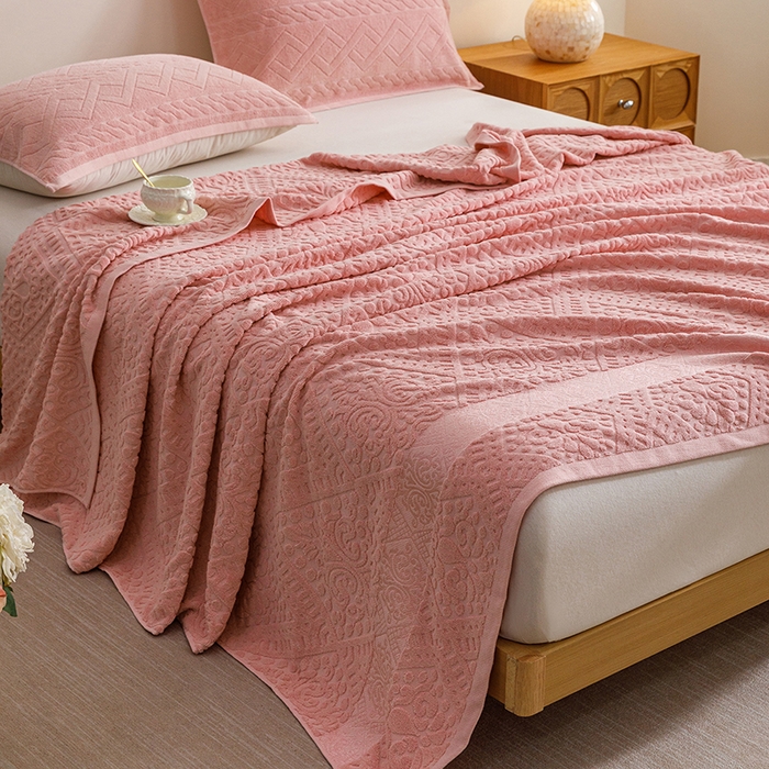 91家纺网 家纺一手货源 找家纺 悦然毛巾被 2026春夏新款全棉老式毛巾被夏凉被夏被 菱纹豆纱