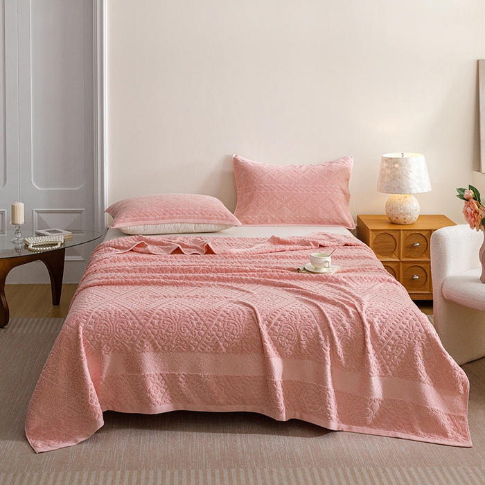 91家纺网 家纺一手货源 找家纺 悦然毛巾被 2026春夏新款全棉老式毛巾被夏凉被夏被 菱纹豆纱