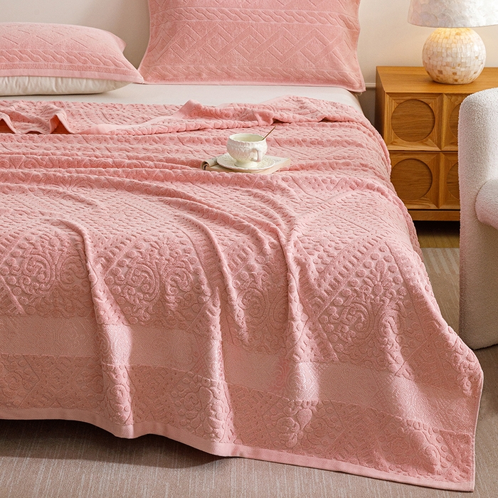 91家纺网 家纺一手货源 找家纺 悦然毛巾被 2026春夏新款全棉老式毛巾被夏凉被夏被 菱纹豆纱