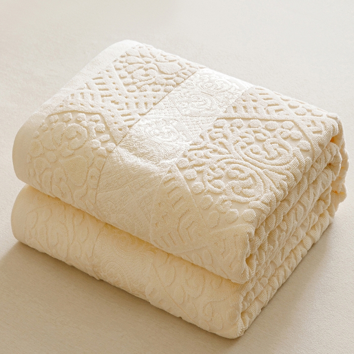 悦然毛巾被 2026春夏新款全棉老式毛巾被夏凉被夏被 菱纹米白