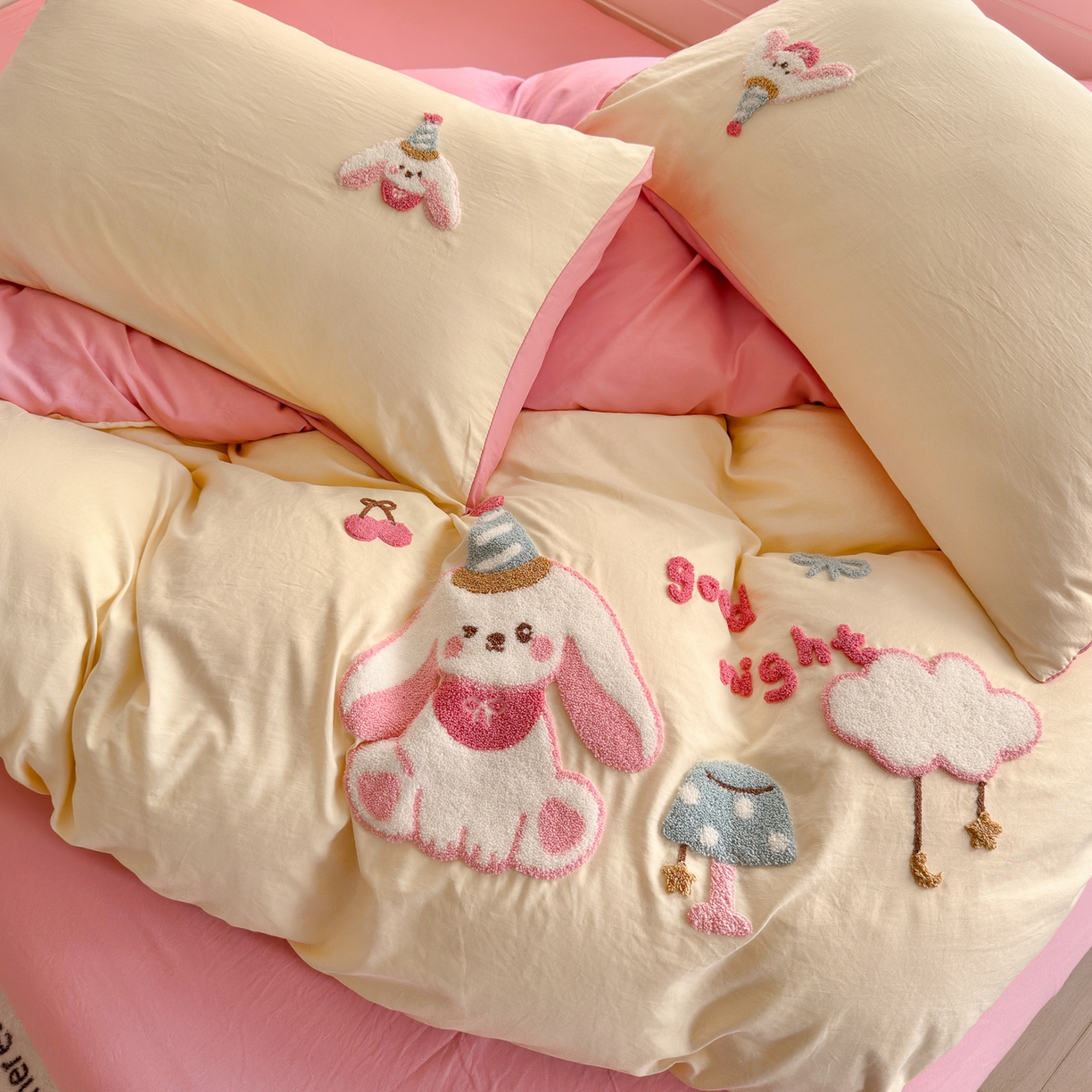 91家纺网 家纺一手货源 找家纺 （总）优卡迪家纺馆 2026新款A类亲肤水洗棉毛巾绣系列四件套下载文件包含买家秀