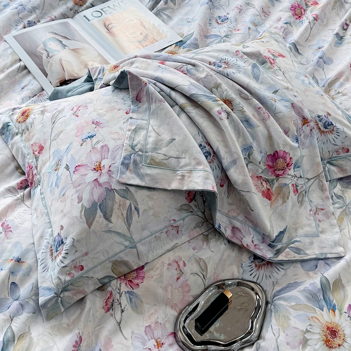 91家纺网 家纺一手货源 找家纺 朵希曼 2026新款全棉生态磨毛数码印花系列四件套 小苍兰