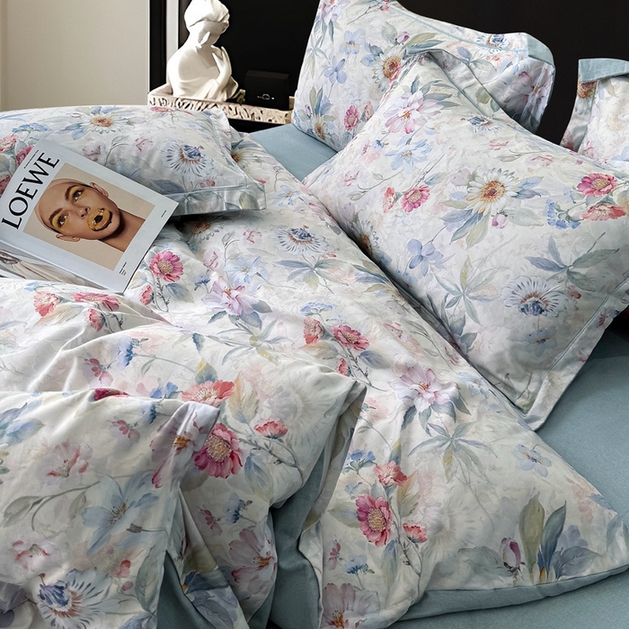 91家纺网 家纺一手货源 找家纺 朵希曼 2026新款全棉生态磨毛数码印花系列四件套 小苍兰