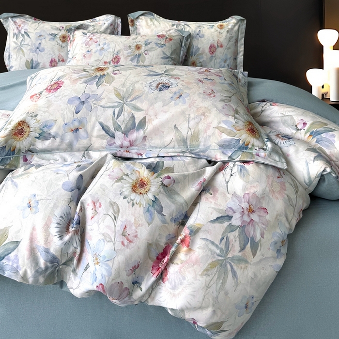 91家纺网 家纺一手货源 找家纺 朵希曼 2026新款全棉生态磨毛数码印花系列四件套 小苍兰