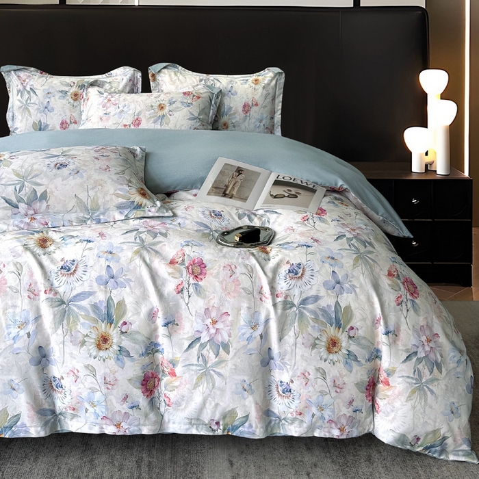 91家纺网 家纺一手货源 找家纺 朵希曼 2026新款全棉生态磨毛数码印花系列四件套 小苍兰