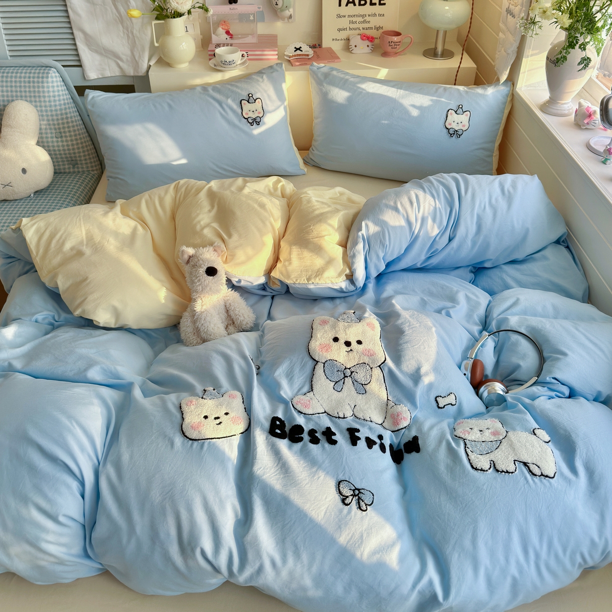 91家纺网 家纺一手货源 找家纺 （总）优卡迪家纺馆 2026新款A类亲肤水洗棉毛巾绣系列四件套下载文件包含买家秀