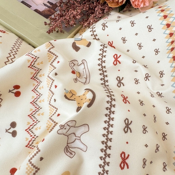 91家纺网 家纺一手货源 找家纺 一比一家纺 2026新款A类仿棉古法水洗棉法式全棉花边四件套 乐町小马