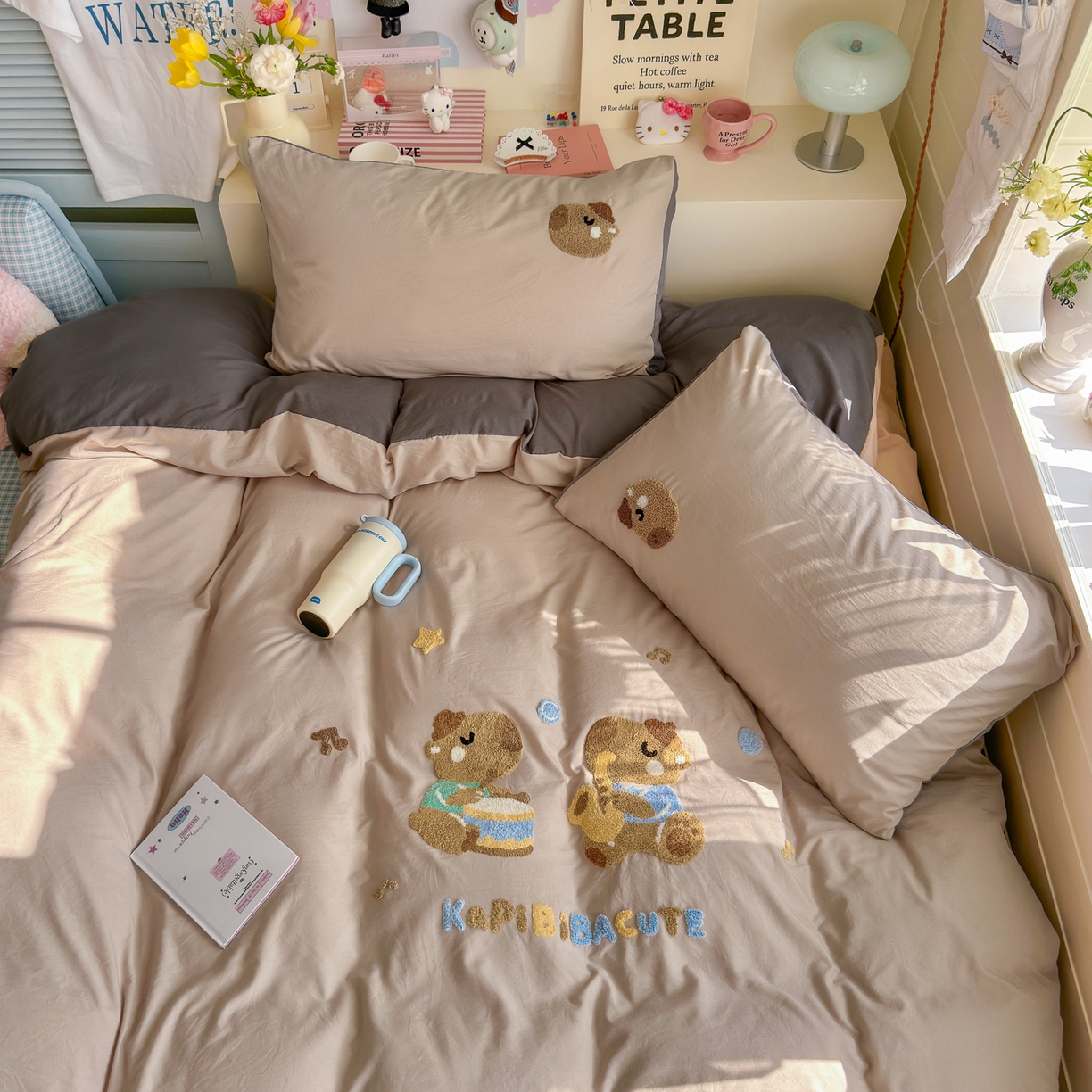 91家纺网 家纺一手货源 找家纺 优卡迪家纺馆 2026新款A类亲肤水洗棉毛巾绣系列四件套下载文件包含买家秀 卡皮乐章-奶杏