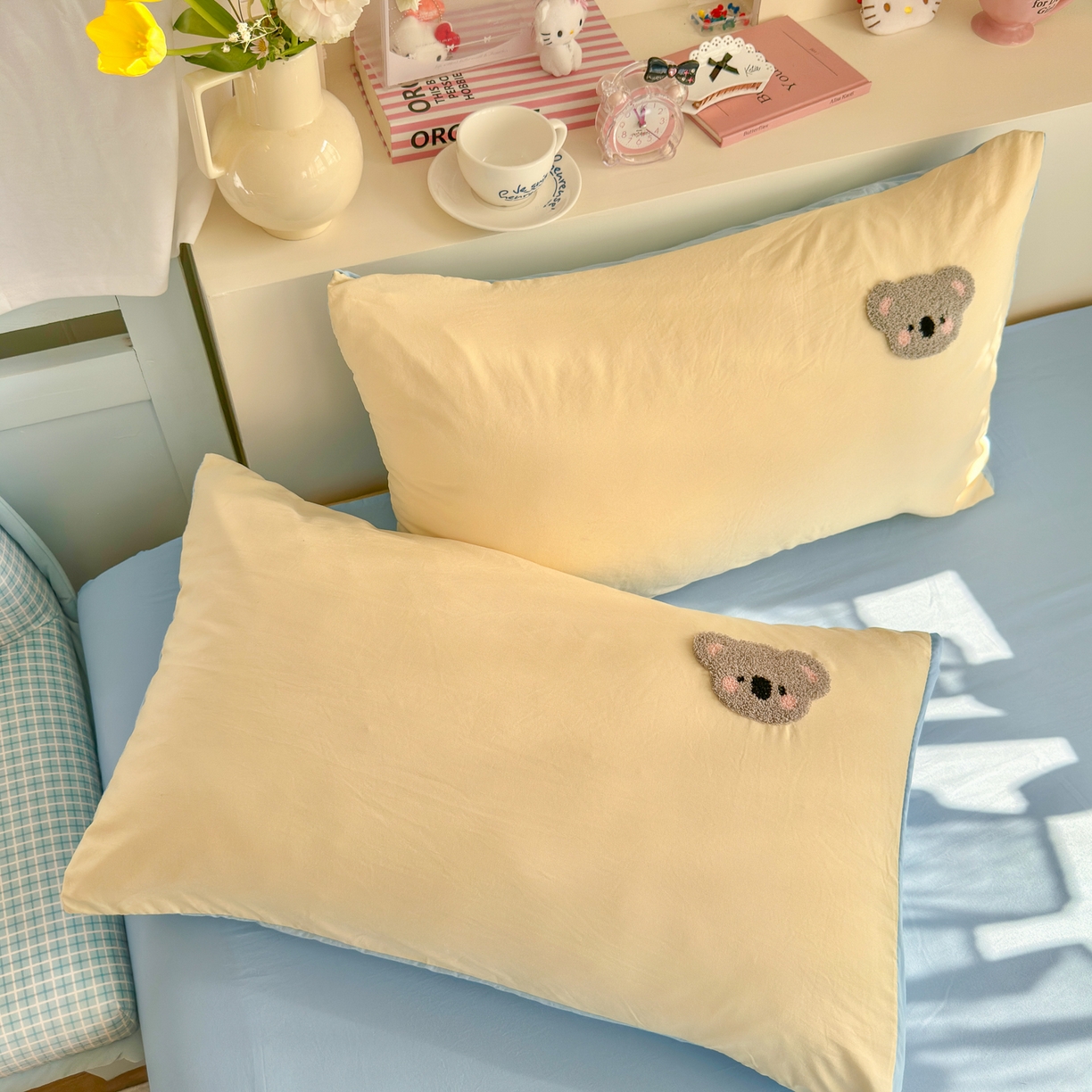 91家纺网 家纺一手货源 找家纺 优卡迪家纺馆 2026新款A类亲肤水洗棉毛巾绣系列四件套下载文件包含买家秀 森系萌宠-奶黄