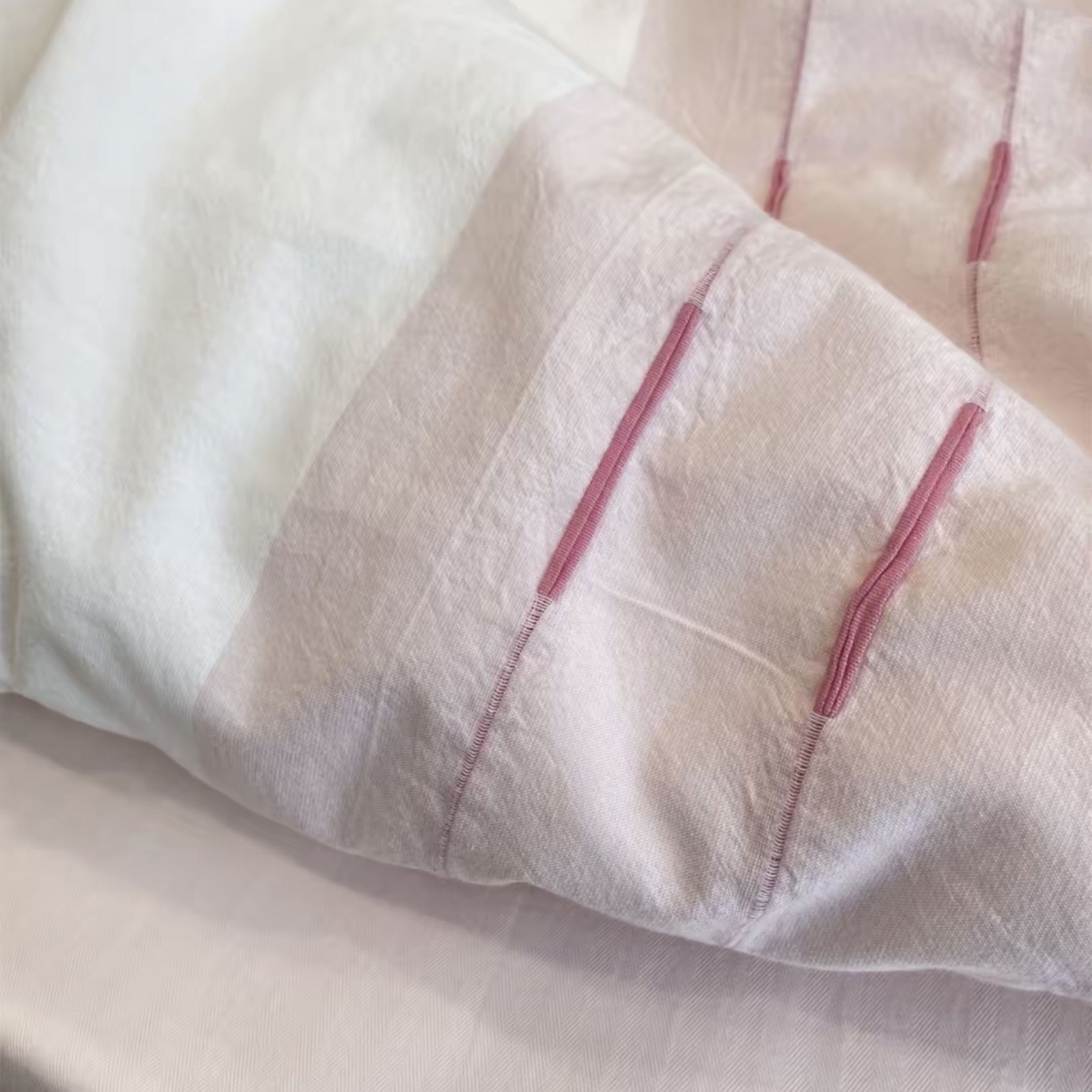 91家纺网 家纺一手货源 找家纺 （总）仰望棉麻双层纱供应链 2026新款全棉色织提花四件套-太妃糖