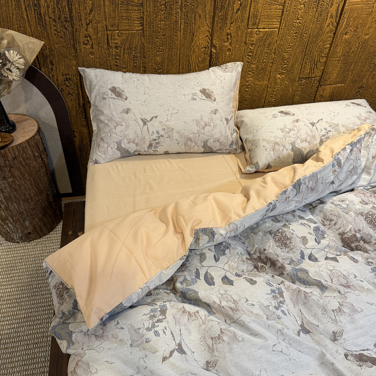 91家纺网 家纺一手货源 找家纺 （总）仰望棉麻双层纱供应链 2026新款全棉色织提花四件套-锦暖蔷薇