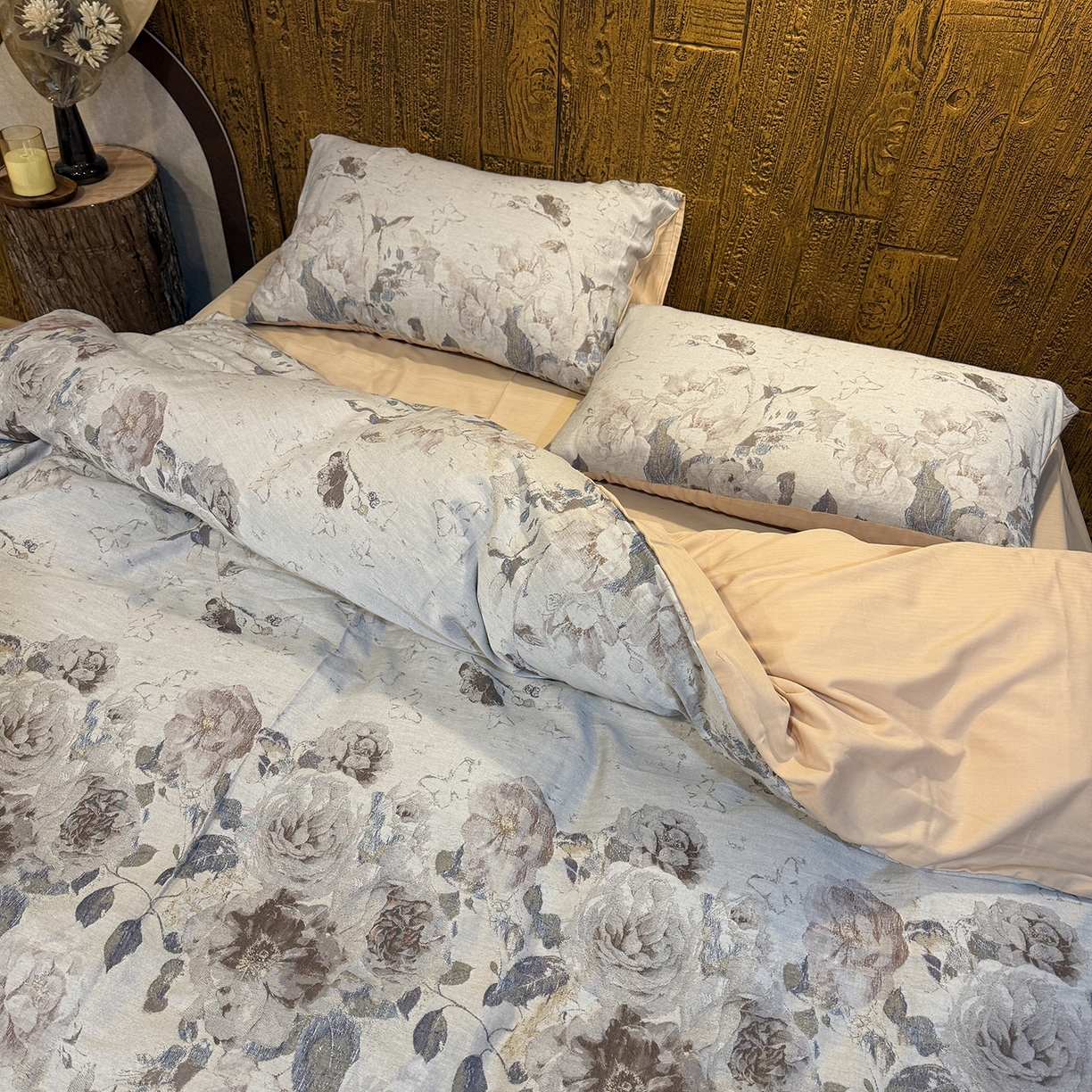 91家纺网 家纺一手货源 找家纺 （总）仰望棉麻双层纱供应链 2026新款全棉色织提花四件套-锦暖蔷薇