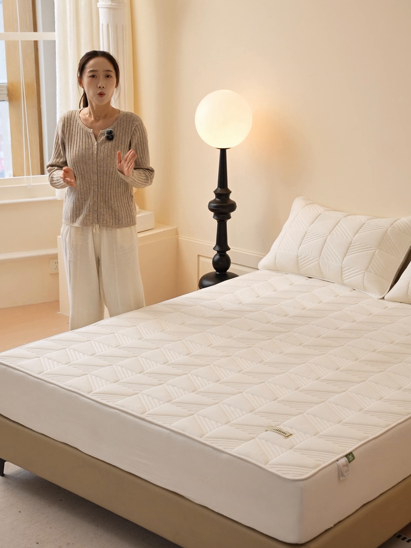 91家纺网 家纺一手货源 找家纺 芬晴家纺 2026新款全棉纯棉夹棉棉花床笠单床笠-方纹系列 方纹-浅卡