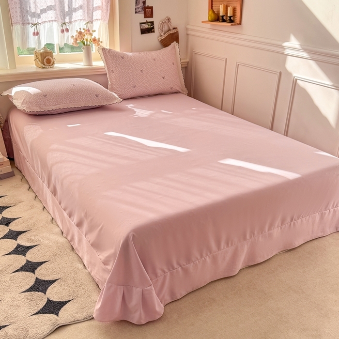 91家纺网 家纺一手货源 找家纺 （总）一比一家纺 2026新款A类仿棉古法水洗棉法式全棉花边四件套