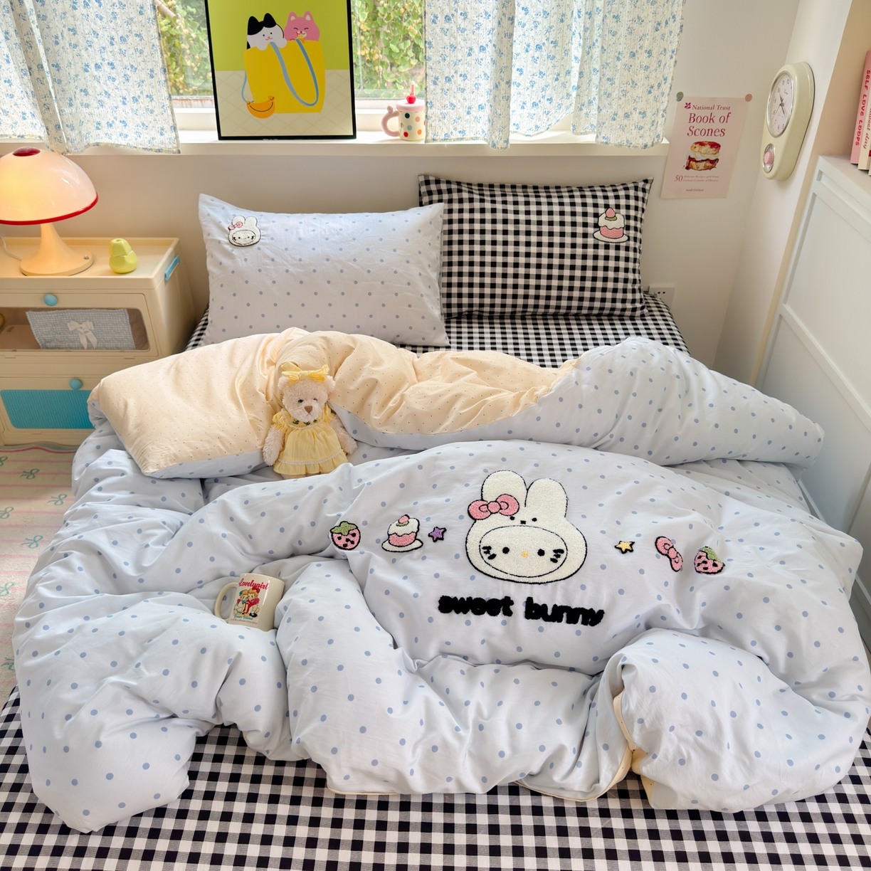 91家纺网 家纺一手货源 找家纺 （总）女子家纺 2026新款13370纯棉毛巾绣呆萌系列四件套第一波