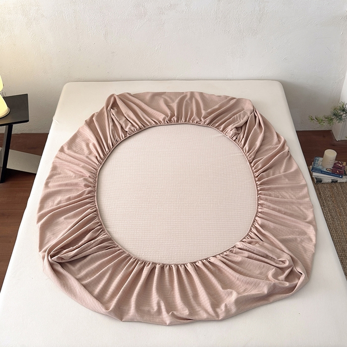 91家纺网 家纺一手货源 找家纺 法芙娜家纺 2026新款全棉色织提花床笠 粉