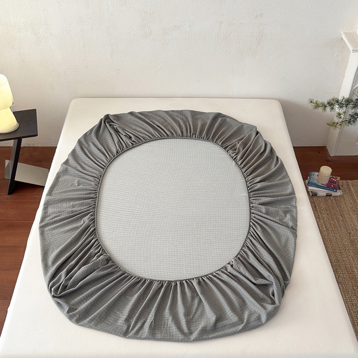 91家纺网 家纺一手货源 找家纺 法芙娜家纺 2026新款全棉色织提花床笠 灰