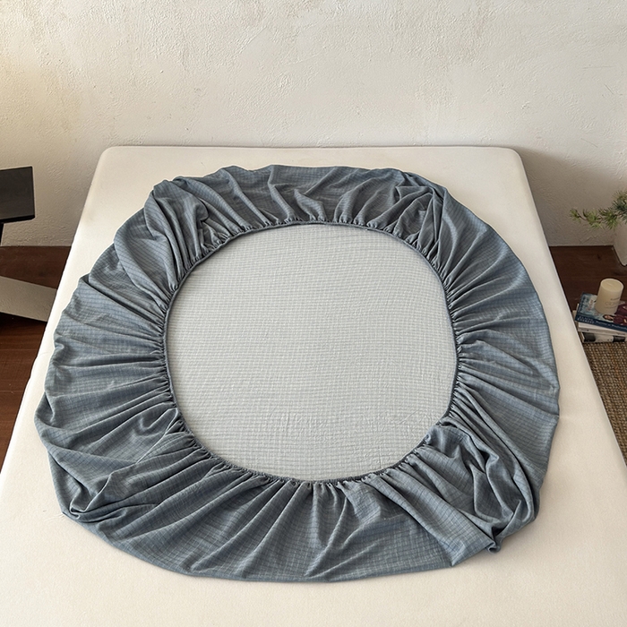 91家纺网 家纺一手货源 找家纺 法芙娜家纺 2026新款全棉色织提花床笠 蓝