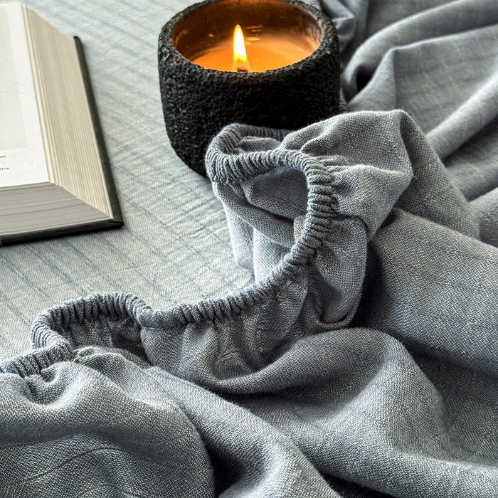 91家纺网 家纺一手货源 找家纺 法芙娜家纺 2026新款全棉色织提花床笠 蓝