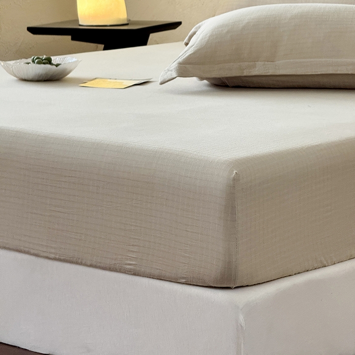 91家纺网 家纺一手货源 找家纺 法芙娜家纺 2026新款全棉色织提花床笠 米驼