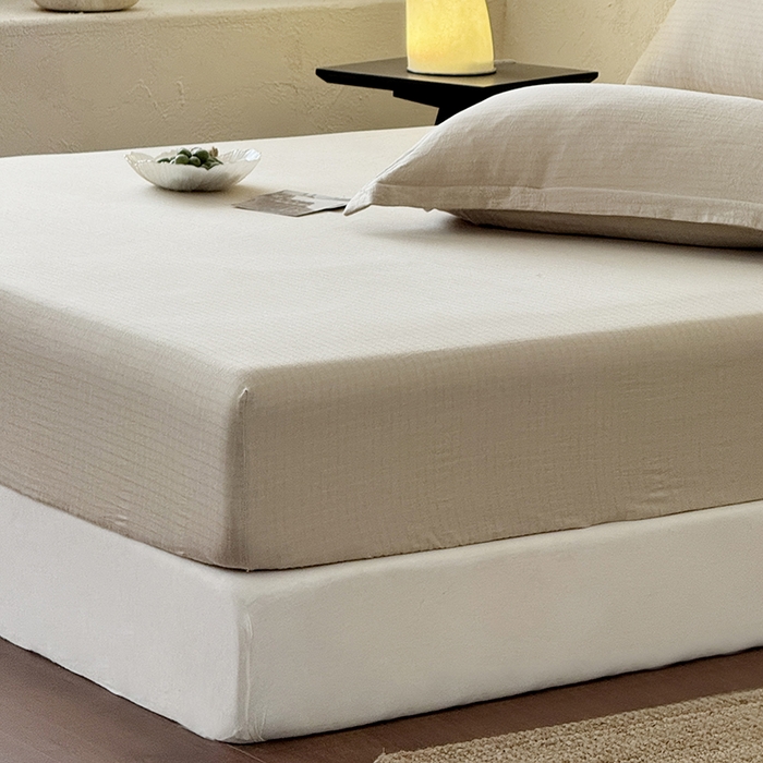 91家纺网 家纺一手货源 找家纺 法芙娜家纺 2026新款全棉色织提花床笠 米驼